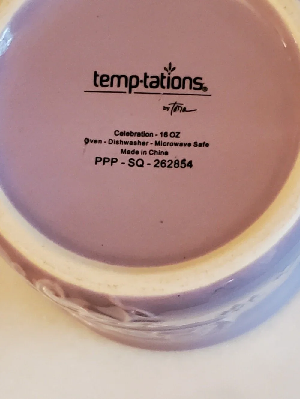Temptations QVC Network Logo Collectible Ceramic Lavender Coffee Mug